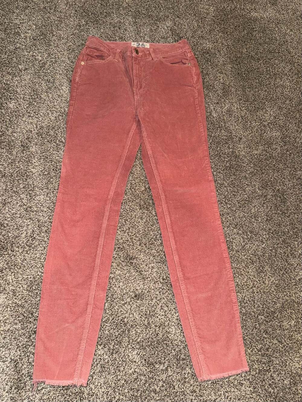 We The Free Free People Pink Corduroy Raw Hem Skinny Pants Size 26